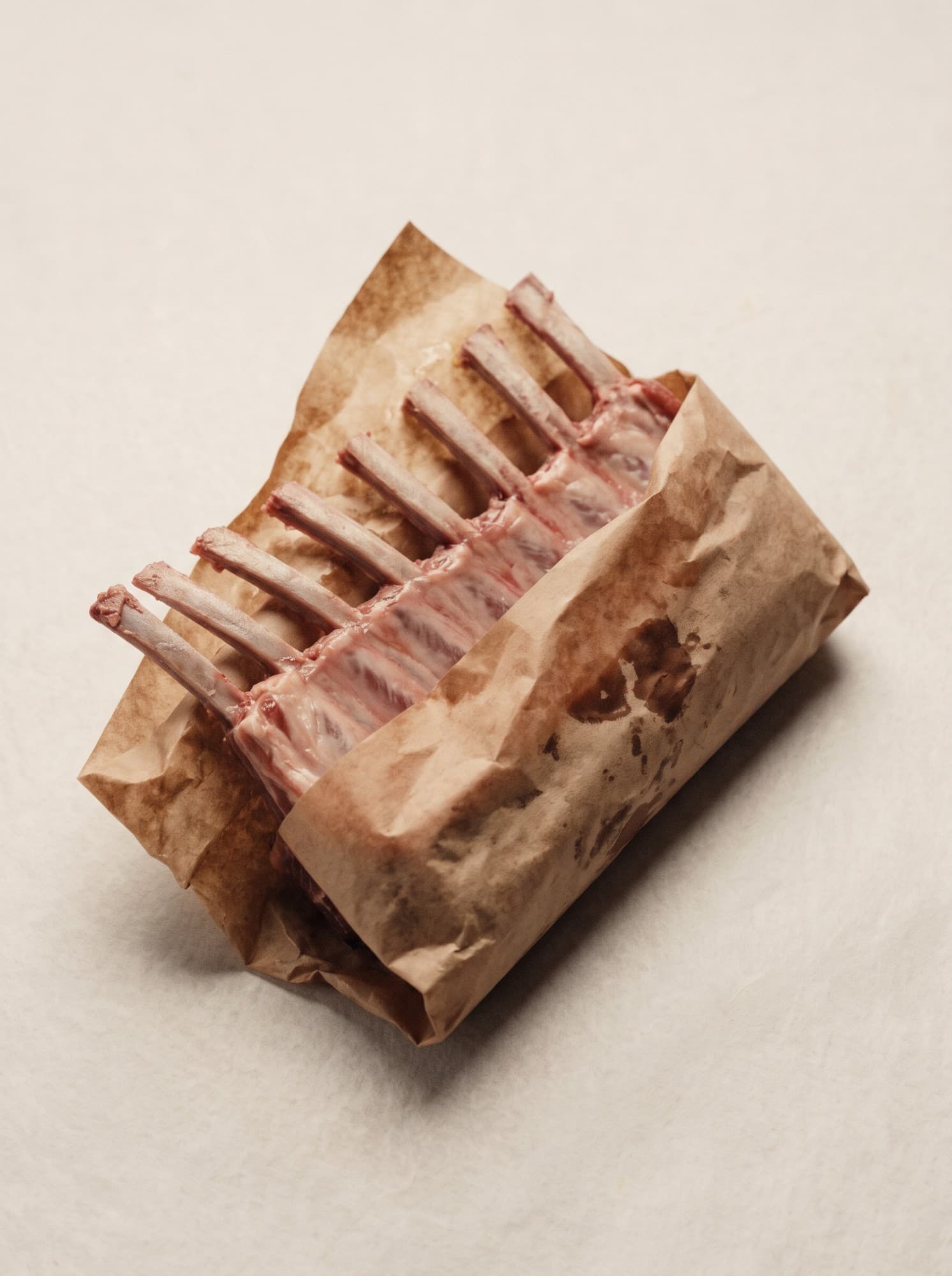 Rack of lamb in butcher's paper